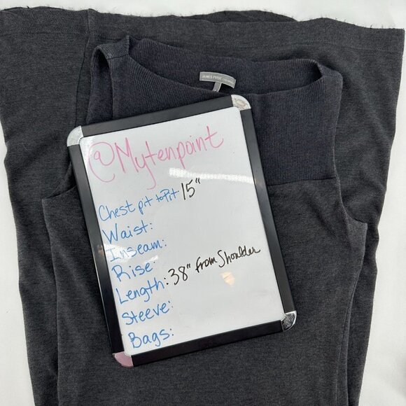 James Perse Gray A-Line Sleeveless WJW6357 Ribbed Neckline 2 Knit Midi Dress - Picture 7 of 8